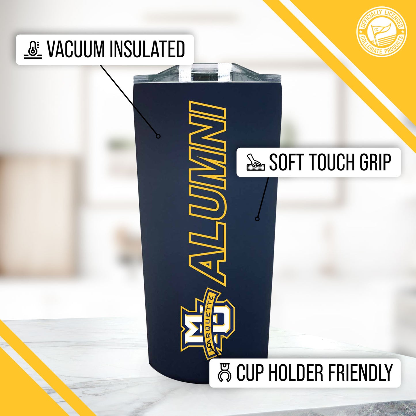 Marquette Golden Eagles Collegiate Stainless Steel Travel Tumbler for Alumni - Navy