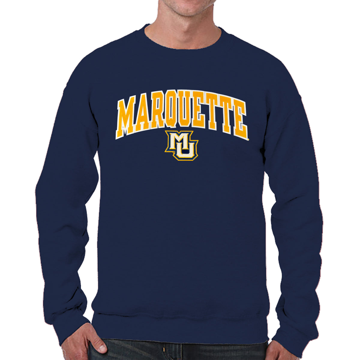 Marquette Golden Eagles Adult Tackle Twill Crewneck - Navy