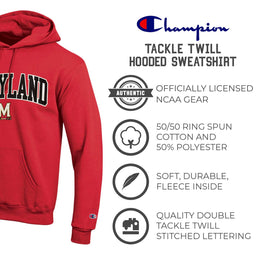 Maryland Terrapins Champion Adult Tackle Twill Hooded Sweatshirt - Red