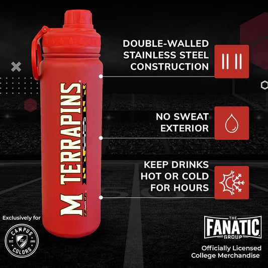 Maryland Terrapins  Stainless Steel Water Bottle 24 oz Insulated - Red