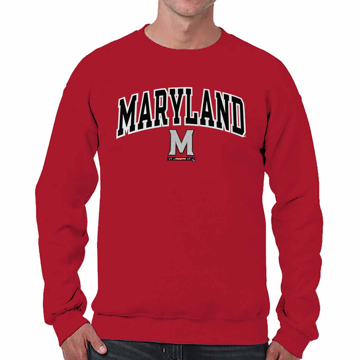 Maryland Terrapins Adult Tackle Twill Crewneck - Red
