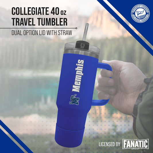 Memphis  Tigers Memphis Tigers 40 oz Tumbler with Handle and Straw - Royal