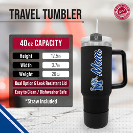 Memphis  Tigers Collegiate 40oz Stainless Steel Travel Tumbler with Handle for Mom - Black