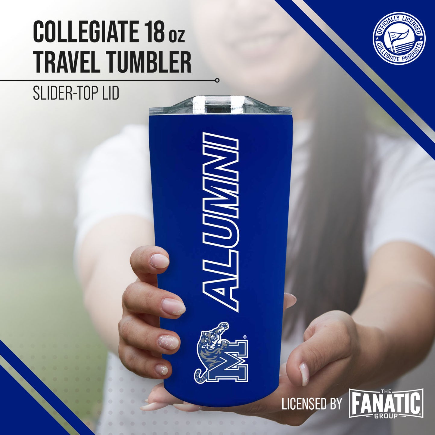 Memphis  Tigers Collegiate Stainless Steel Travel Tumbler for Alumni - Royal