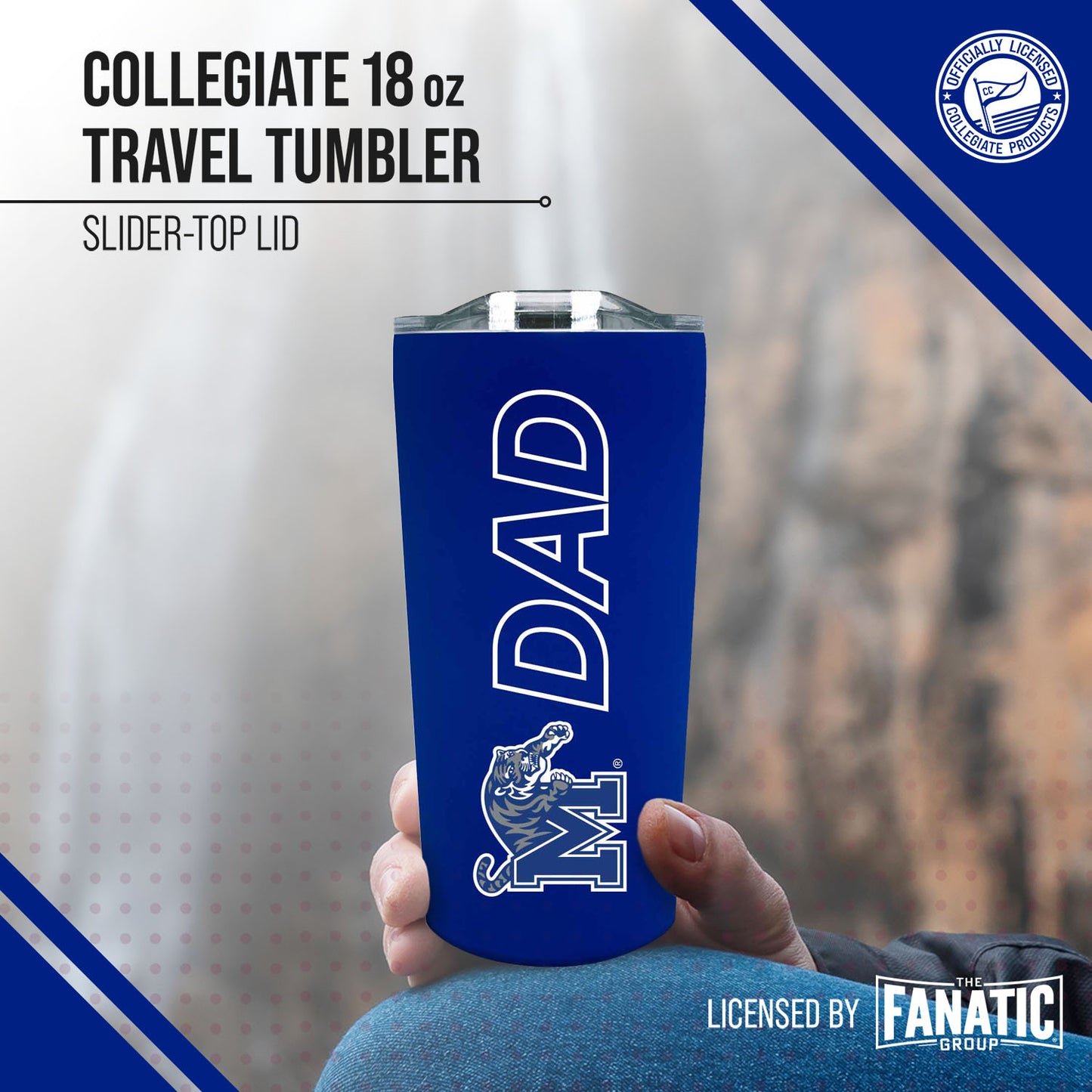 Memphis  Tigers NCAA Stainless Steel Travel Tumbler for Dad - Royal