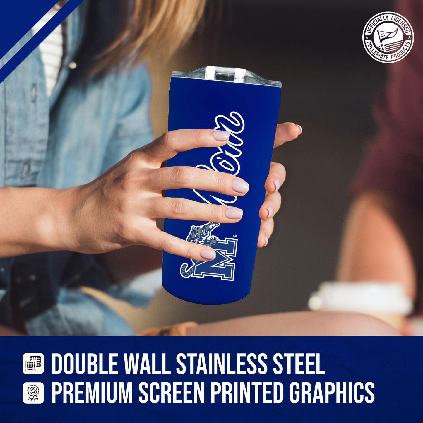 Memphis  Tigers NCAA Stainless Steel Travel Tumbler for Mom - Royal