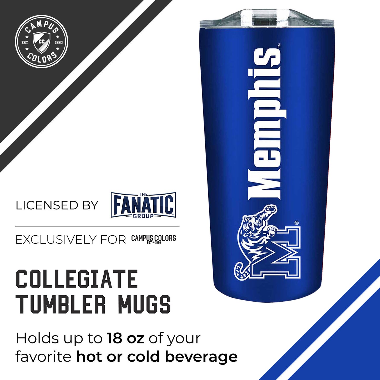 Memphis  Tigers Campus Colors Memphis Tigers NCAA Tumbler - Royal