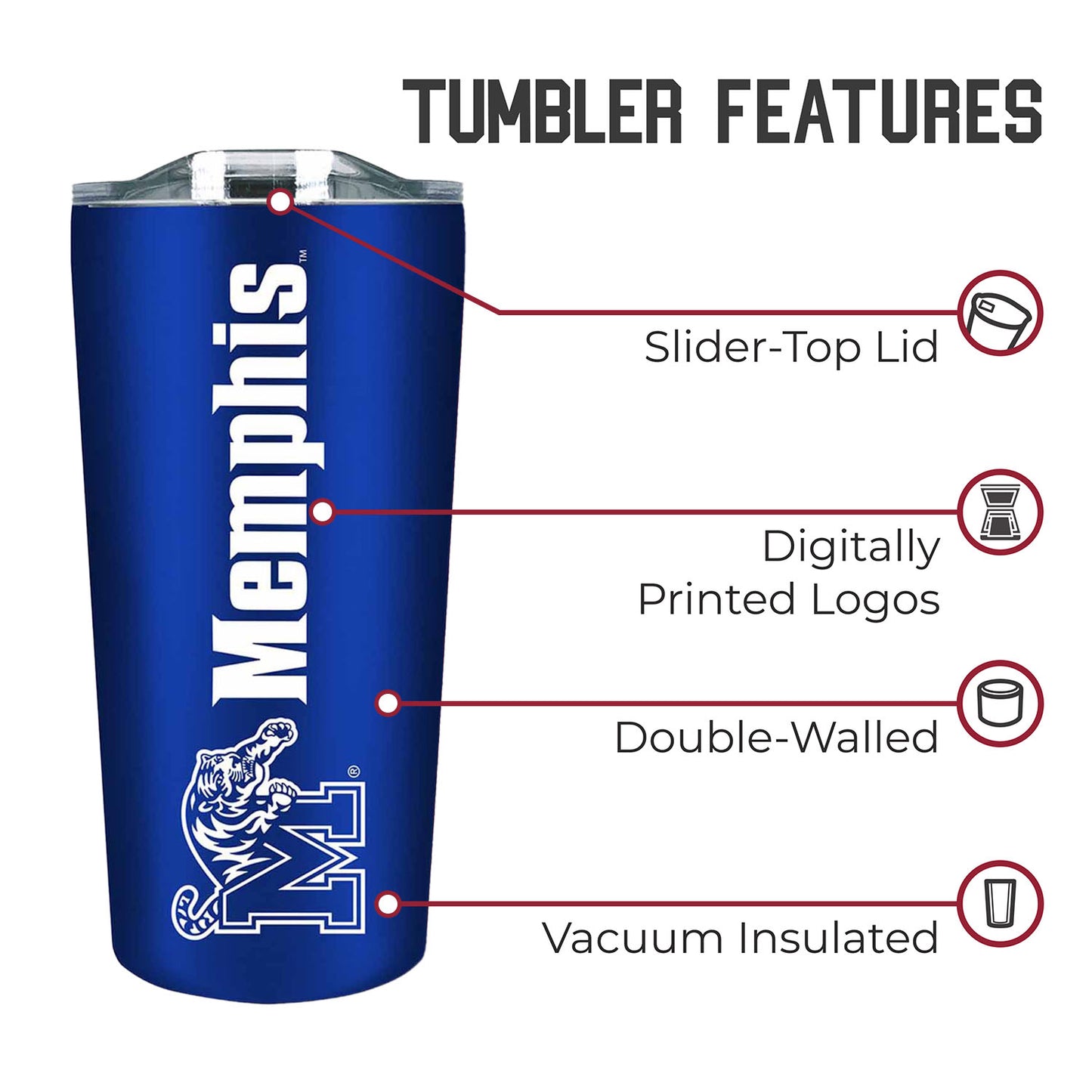 Memphis  Tigers Campus Colors Memphis Tigers NCAA Tumbler - Royal