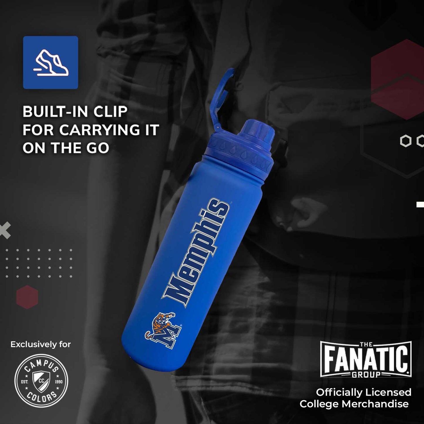 Memphis  Tigers NCAA Stainless Steel Water Bottle - Royal