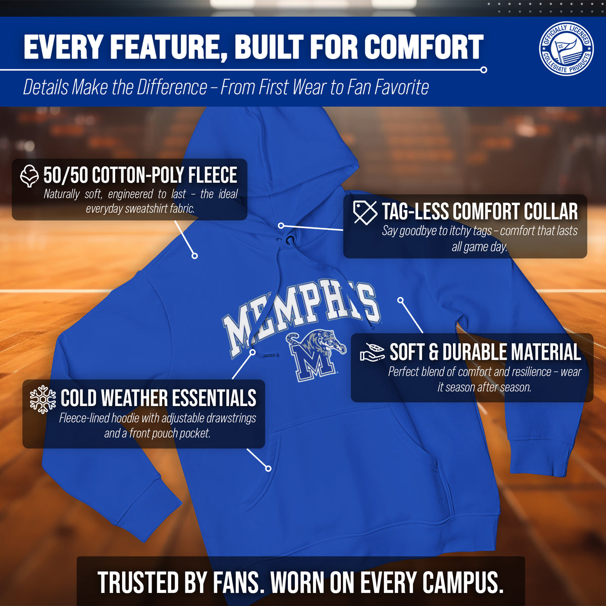 MEM Arch & Logo Gameday Hoodie - Royal