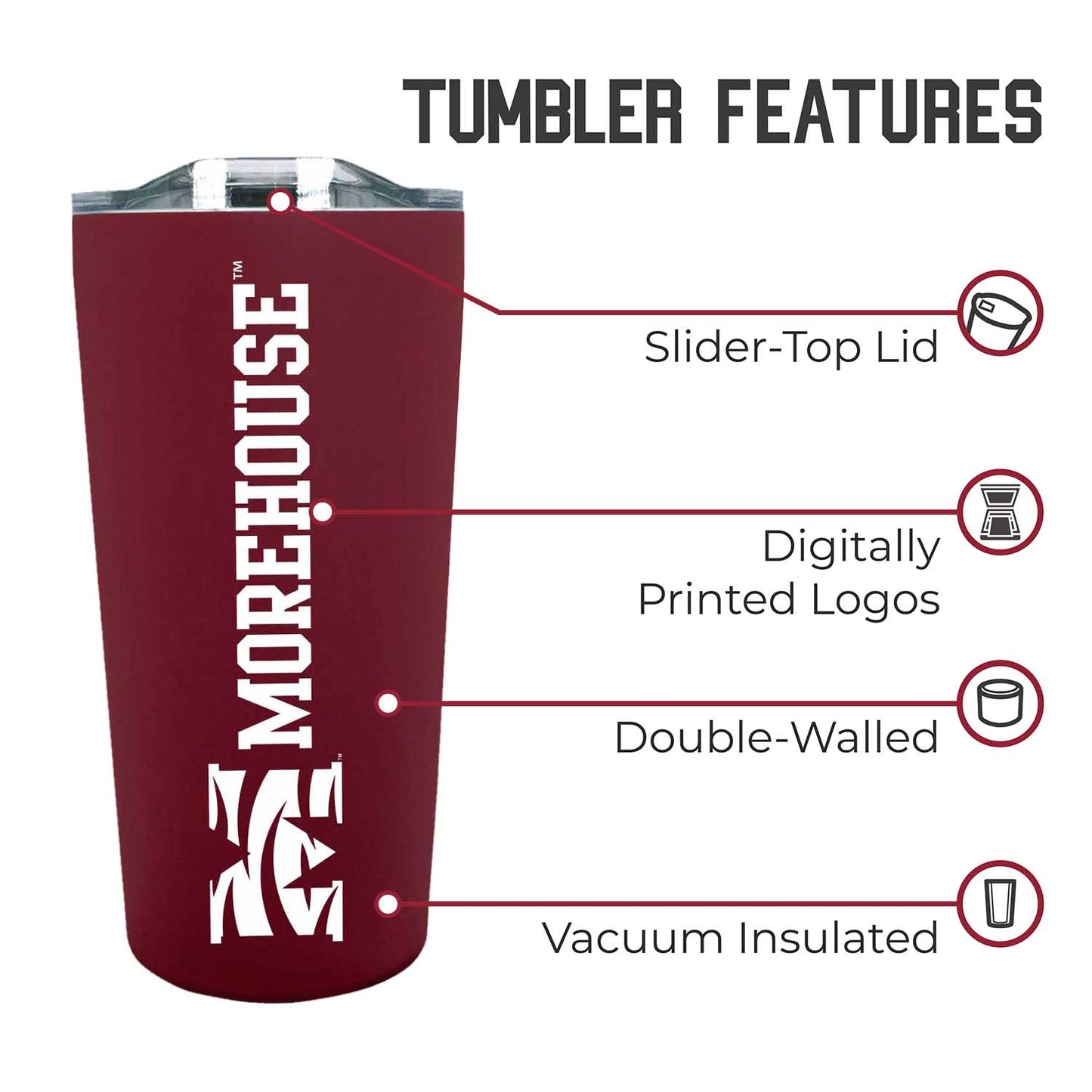 Morehouse College Campus Colors  NCAA Tumbler - Maroon