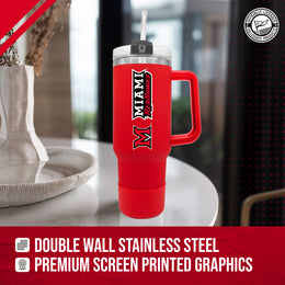 Miami Redhawks College & University 40 oz Travel Tumbler With Handle - Red