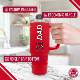 Miami Redhawks Collegiate 40oz Stainless Steel Travel Tumbler with Handle for Dad - Red