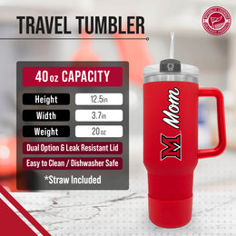 Miami Redhawks Collegiate 40oz Stainless Steel Travel Tumbler with Handle for Mom - Red