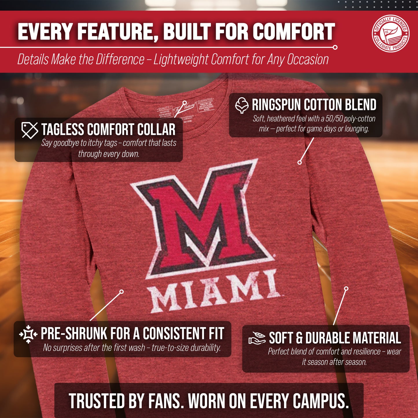Miami Redhawks NCAA MVP Adult Long-Sleeve Shirt - Red