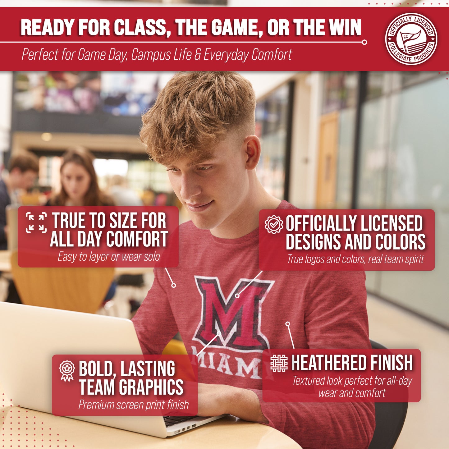 Miami Redhawks NCAA MVP Adult Long-Sleeve Shirt - Red