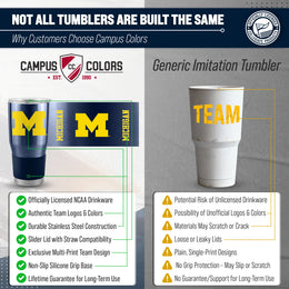 Michigan Wolverines NCAA University 30oz Stainless Steel Vacuum Insulated Game Day Tumbler with Silicone Grip - Navy