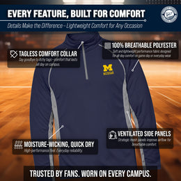 Michigan Wolverines Mens NCAA Campus Classic Long Sleeve 1/4 Zip Windshirt - Navy
