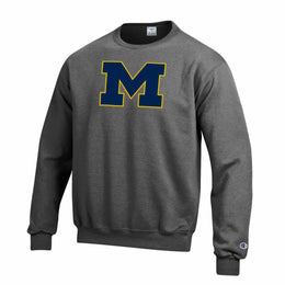 Michigan Wolverines Adult Mascot Fleece Crewneck - Charcoal