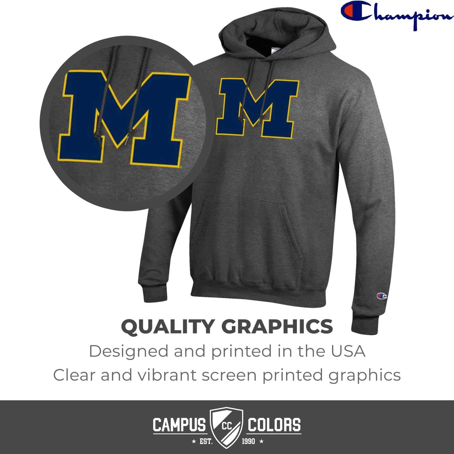 Michigan Wolverines Adult Mascot Fleece Hooded Sweatshirt - Charcoal