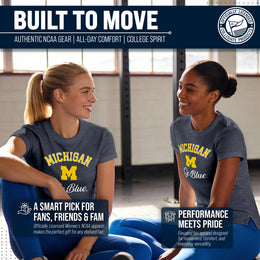 Michigan Wolverines NCAA Womens Tag-Less Ultra Soft Tailgate T-Shirt - Navy Heather