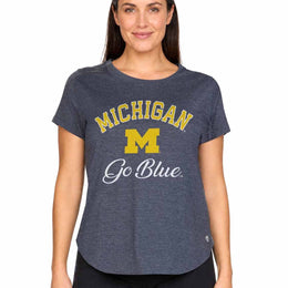 Michigan Wolverines  Women's NCAA Tailgate Heathered Tee - Navy Heather