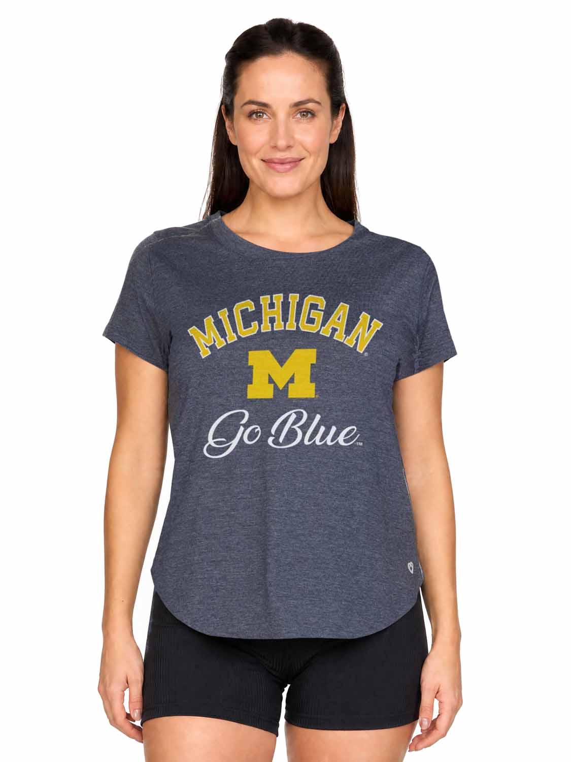 Michigan Wolverines  Women's NCAA Tailgate Heathered Tee - Navy Heather