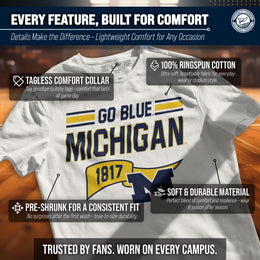 Michigan Wolverines NCAA Adult Unisex Varsity Club Pennant T-Shirt Tag-Less - Off White