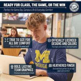 Michigan Wolverines NCAA MVP Adult Long-Sleeve Shirt - Navy