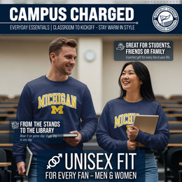 Michigan Wolverines NCAA Tackle Twill Crewneck Sweatshirt Men Women - Navy