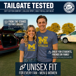 Michigan Wolverines Adult MVP Heathered Cotton Blend T-Shirt - Navy