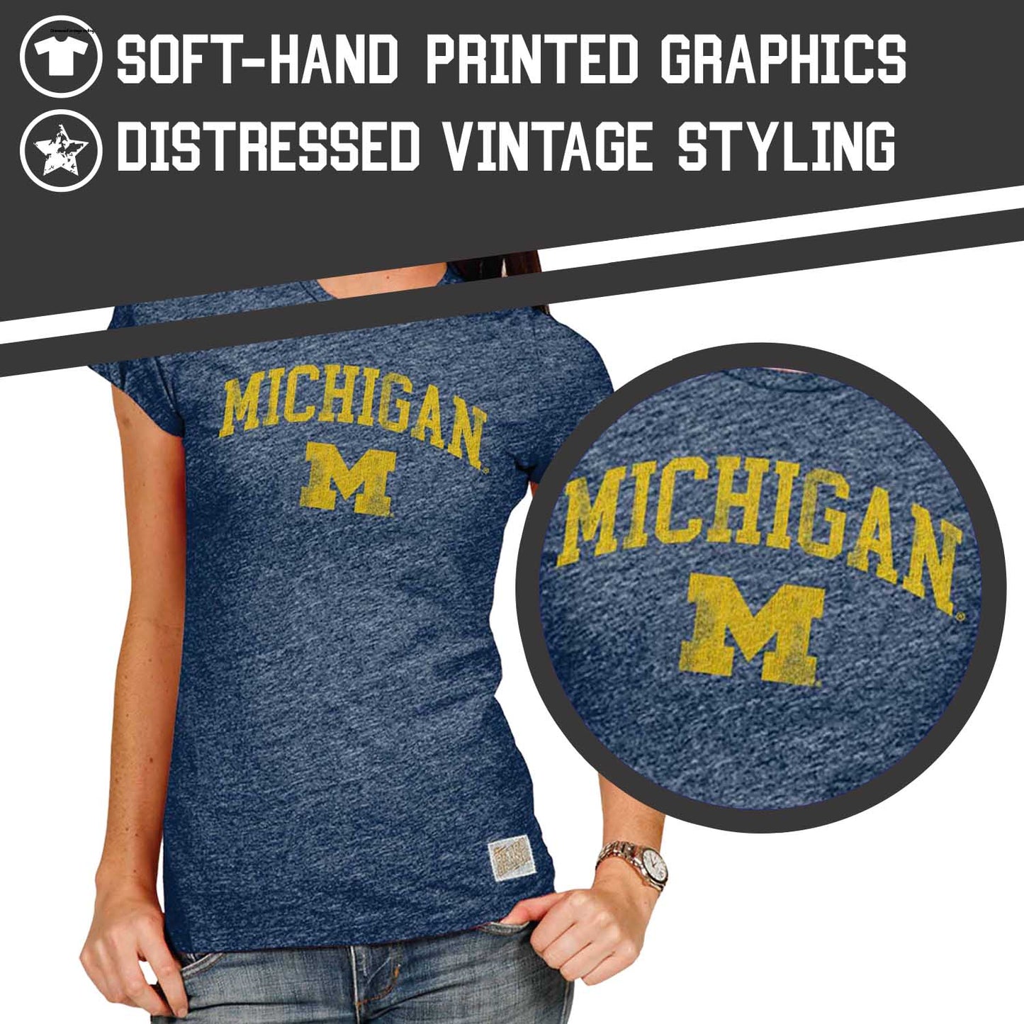 Michigan Wolverines University Women's T-Shirt  - Navy
