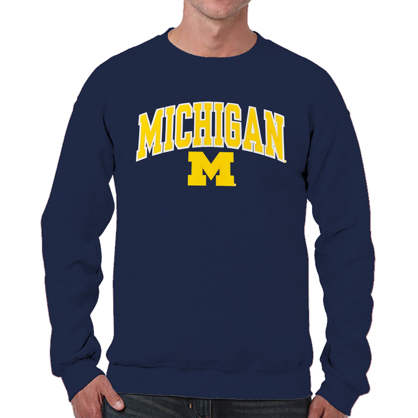 Michigan Wolverines NCAA Tackle Twill Crewneck Sweatshirt Men Women - Navy
