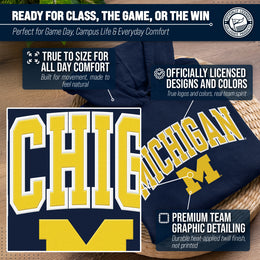 Michigan Wolverines NCAA Adult Tackle Twill Hooded Sweatshirt - Navy