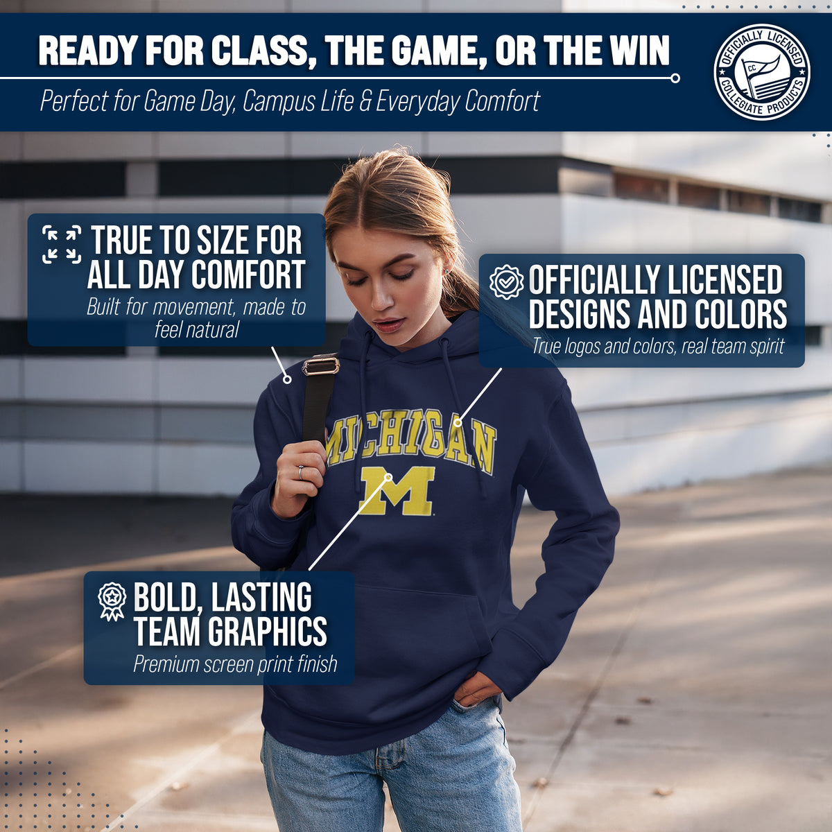 MICH Arch & Logo Gameday Hoodie - Navy