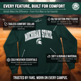 Michigan State Spartans Adult Tackle Twill Crewneck - Green