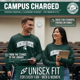 Michigan State Spartans Adult Tackle Twill Crewneck - Green