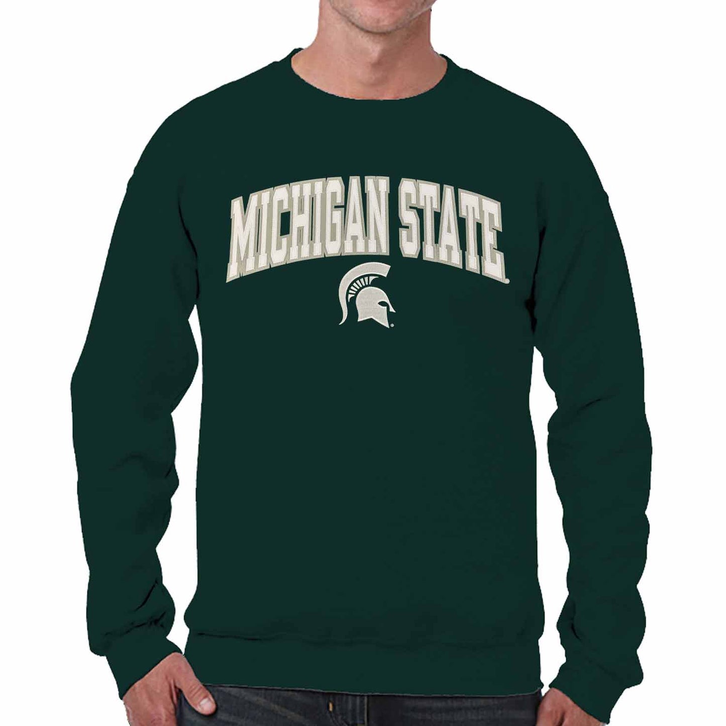 Michigan State Spartans Adult Tackle Twill Crewneck - Green