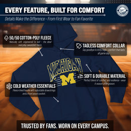 Michigan Wolverines NCAA Adult Unisex Overtime Classics Hooded Fleece Sweatshirt - Navy