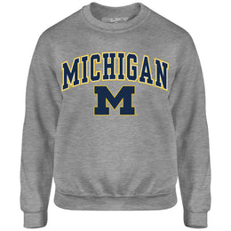 Michigan Wolverines Adult Arch & Logo Soft Style Gameday Crewneck Sweatshirt - Gray