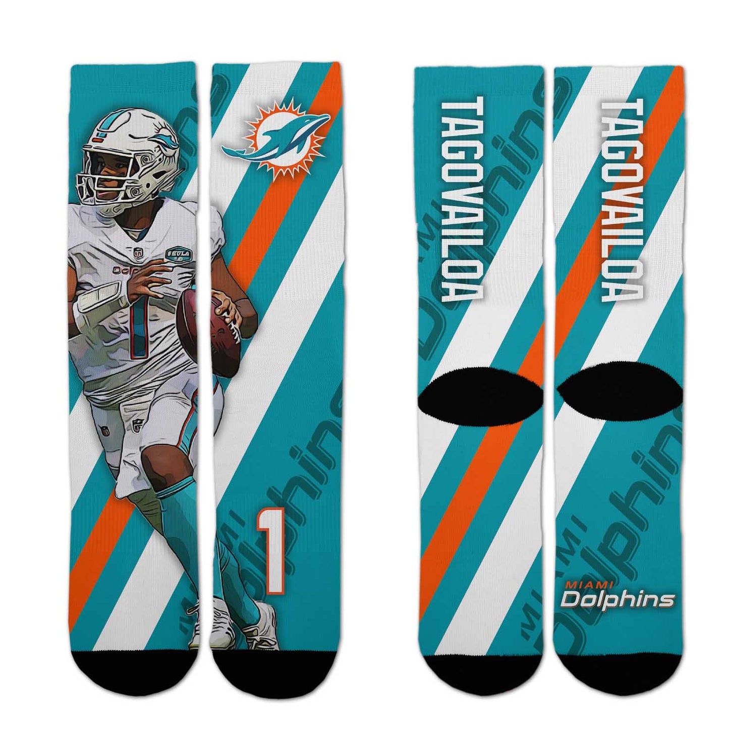 Miami Dolphins NFL Adult Player Stripe Sock - Teal