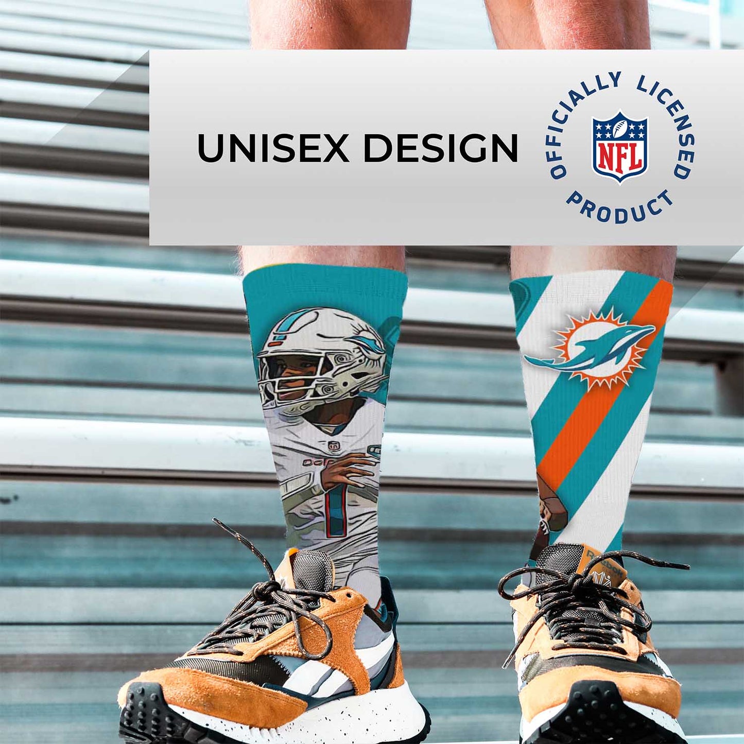 Miami Dolphins NFL Adult Player Stripe Sock - Teal