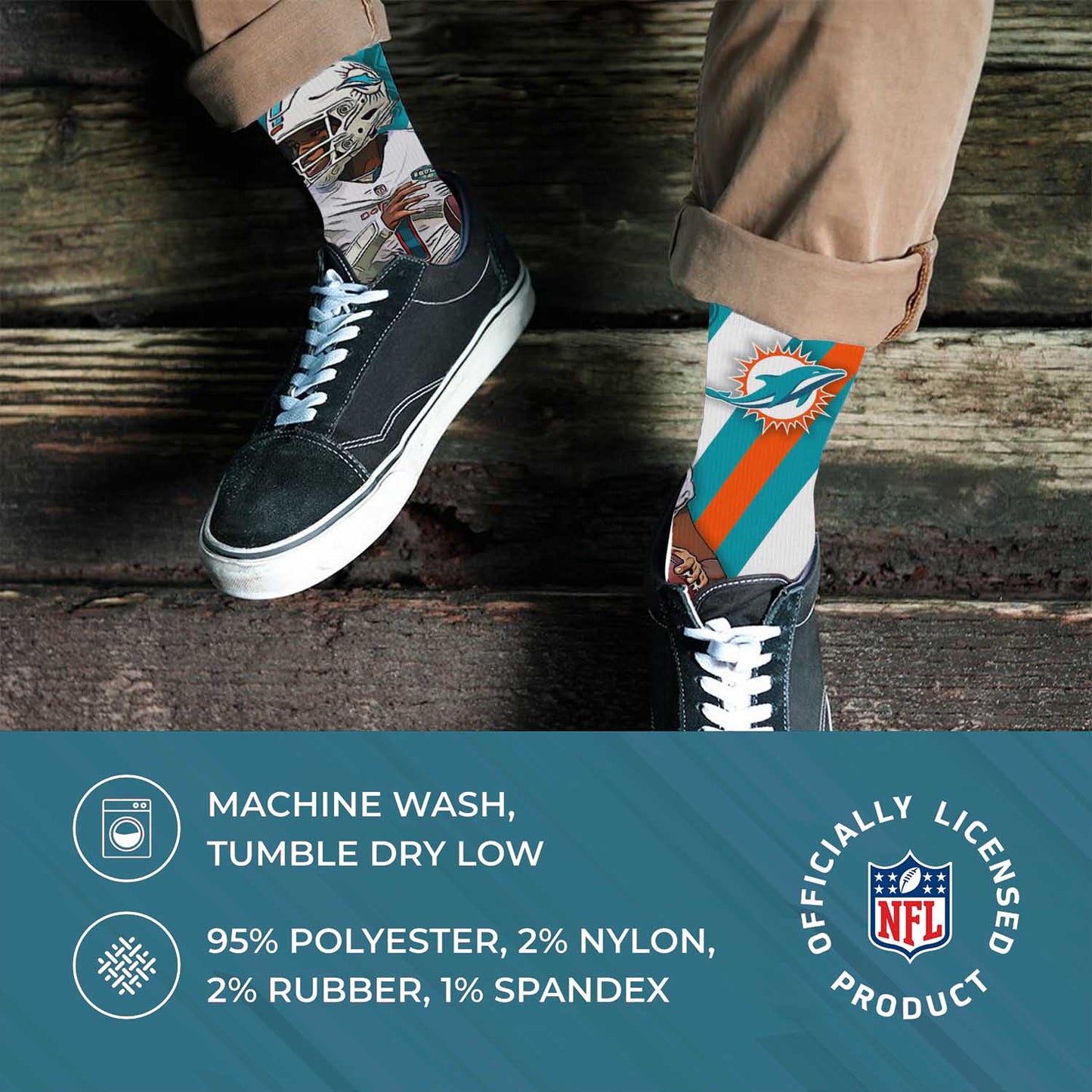 Miami Dolphins NFL Adult Player Stripe Sock - Teal
