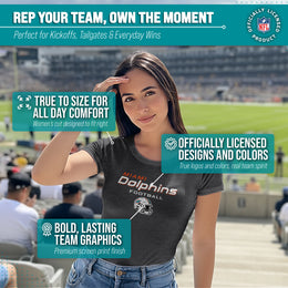 Miami Dolphins Women's NFL Football Helmet Short Sleeve Tagless T-Shirt - Charcoal