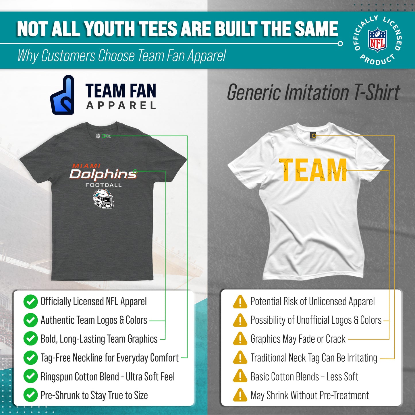 Miami Dolphins NFL Youth Football Helmet Tagless T-Shirt - Charcoal