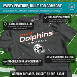Miami Dolphins NFL Youth Football Helmet Tagless T-Shirt - Charcoal