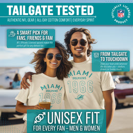Miami Dolphins NFL Adult Big Date Tag-Less T-Shirt - Natural