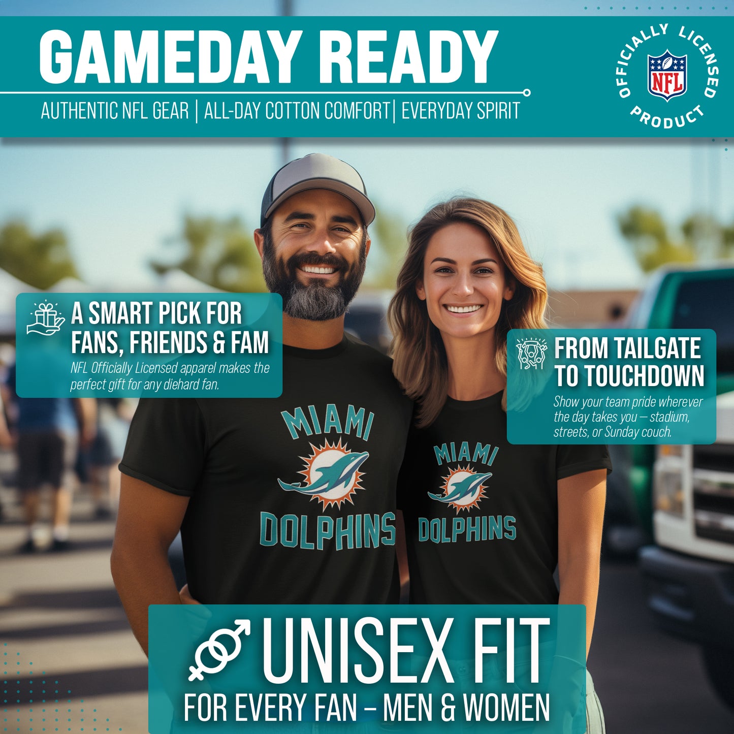 Miami Dolphins Team Fan Apparel NFL  Gameday T-Shirt - Black