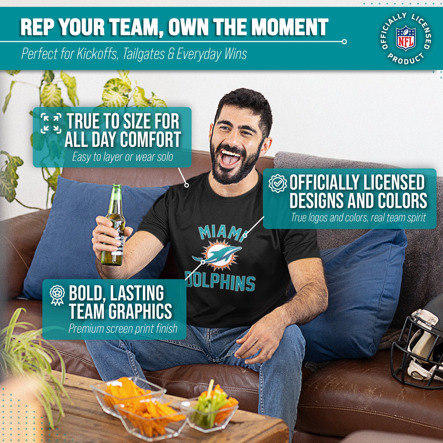 Miami Dolphins Team Fan Apparel NFL  Gameday T-Shirt - Black