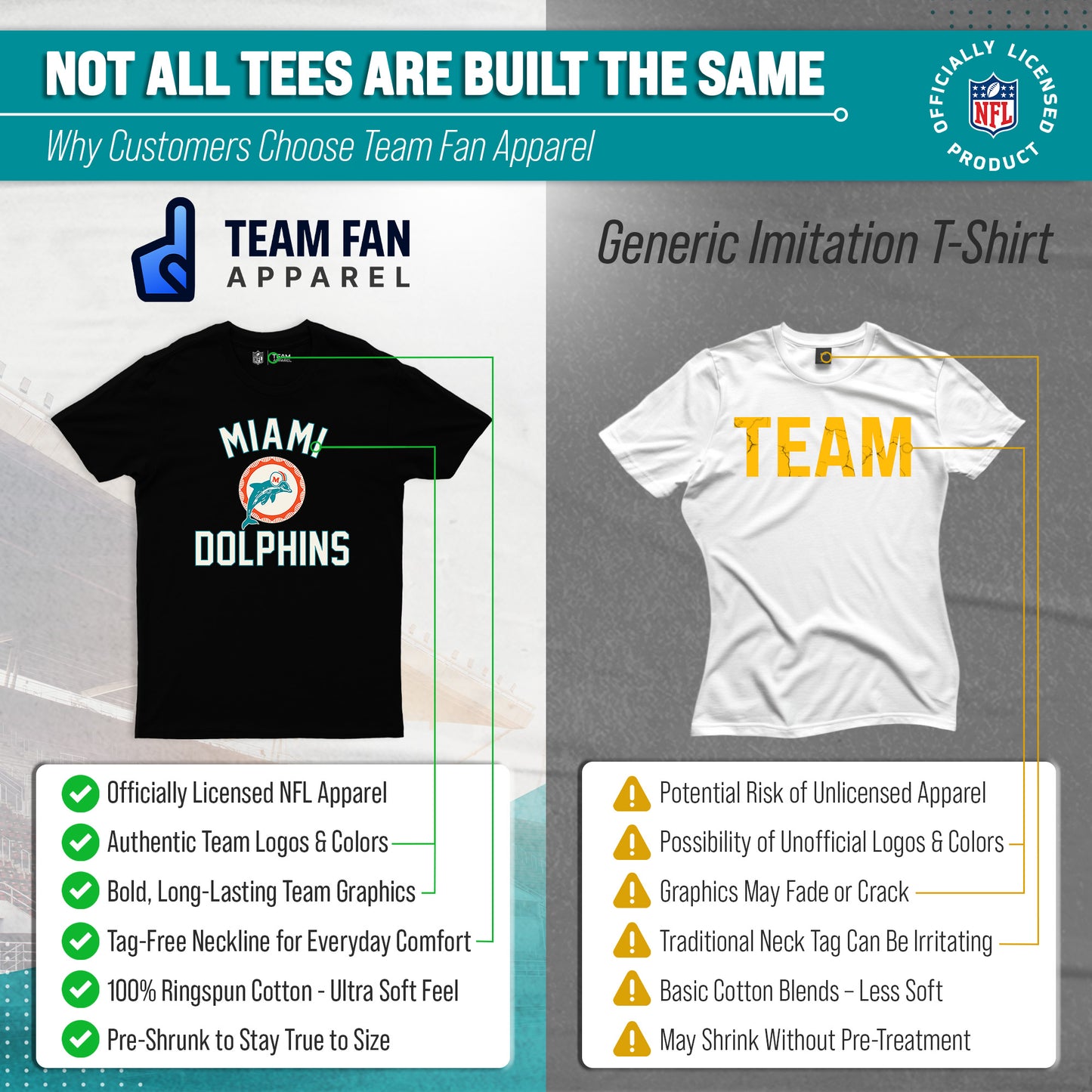 Miami Dolphins NFL Adult Retro Gameday Unisex T-Shirt - Black